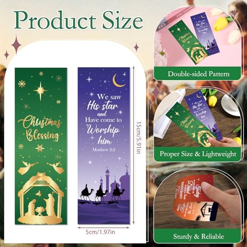 Christmas Nativity Bookmarks Gifts - 200 Pcs Christian Scripture Bookmarks Religious Jesus Nativity Book Mark Page Marker Clip for Women Men Xmas Sunday School Church Bible Study - color: Christmas Nativity