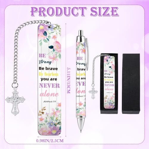 Bible Book Mark for Women, Be Strong Metal Christian Gift Set with Pen - style: Be Strong