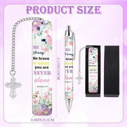 Bible Book Mark for Women, Be Strong Metal Christian Gift Set with Pen - style: Be Strong