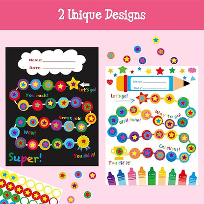 40 Pack Incentive Chart, 2 Adorable Designs with 1078 Stickers, Classroom Family Reward Chart System for Kids Homework Assignments, Attendance, Good Behavior, Chores, Potty Training Progress - style: Universe and Dinosaurs