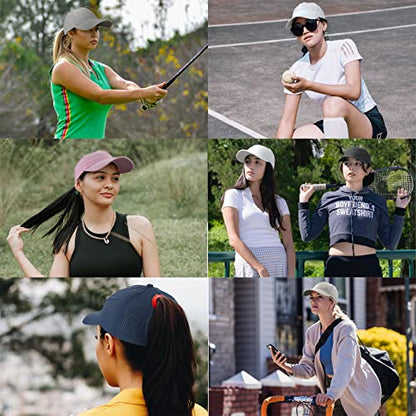 Women Criss Cross Ponytail Baseball Cap - color: Navy