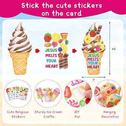 Fancy Land Sunday School Crafts Sticker Christian Ice Cream Craft Kid 30Pcs