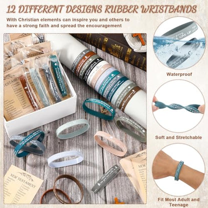 HyDren 36 Sets Bible Verse Bracelets, Religious Gifts Bulk - color: Dark Color