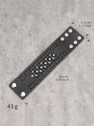 GelConnie Punk Leather Cuff Bracelet Adjustable Straps Wrap Bracelets Arm Armor Cuff Gothic Leather Wristbands for Men, Women - color: MLPB103-Black