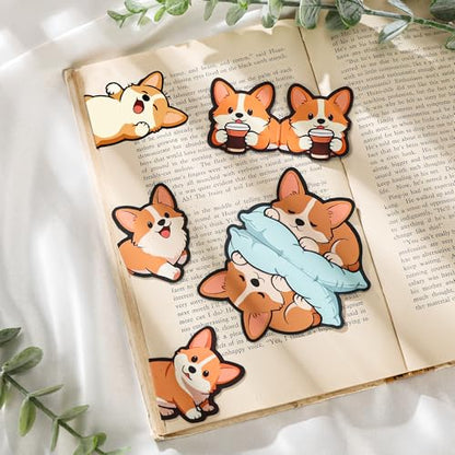 Corgi Magnetic Bookmarks Gifts - 8 Pcs Cute Dog Funny Bookmark - style: Corgi