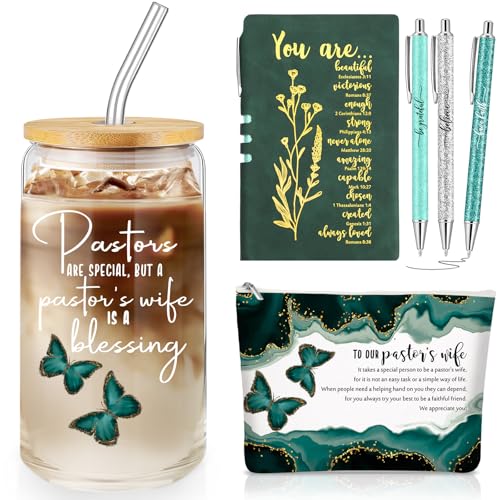 Funnymoom 6 Pcs Pastor Gift Set Tumbler Journal Pens Green - color: Green, size: Pastor's Wife
