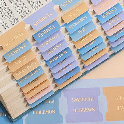 Bible Tabs, Impression Sunrise Theme, 66 Gold Foil + 39 Blank Labels - style: Gold Foil Sunrise