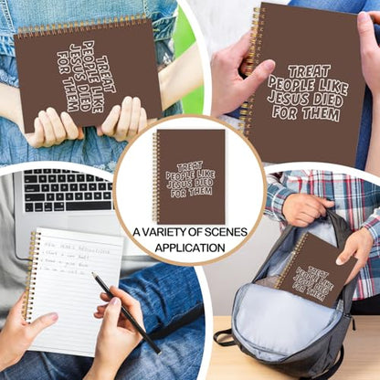 Christian Spiral Journal Notebook 5.5x8.3in, Bible Scripture Journal for Woman, Christian Gifts for Women, Treat People Like Jesus Religious Notebooks for Note Taking, Hardcover Notebook - color: Brown