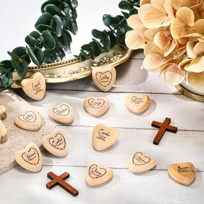 Geelin 72 Pcs Christian Gifts Bulk Wooden Hearts, Natural‌ - color: Natural‌