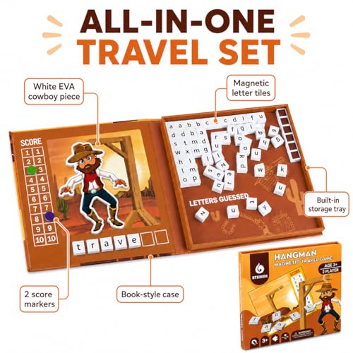 TRAVOFUN Magnetic Hangman Game | Travel Games for Kids Ages 4-8 - style: Hangman Game