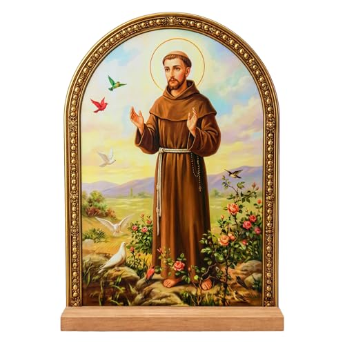 TALPGOD St. Francis Stand Catholic Ornament Statue – Saint Francis Statue Acrylic Tabletop Décor for Home Altar & Desk,Christian Gift for Women & Men,San Francisco de Asis - color: St Francis