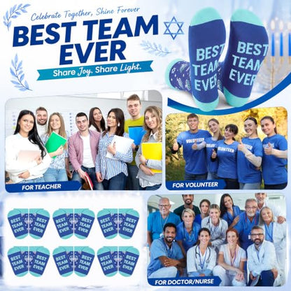 Glitopper 12 Pairs Best Team Ever Gift Socks Bulk - color: Hanukkah, style: Team