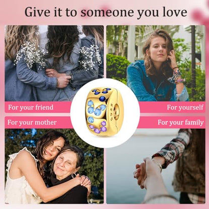 Clip Stopper Beads Fit For Pandora Bracelet, Spacer Charms For Bracelets - color: Gold Butterfly-2Pack