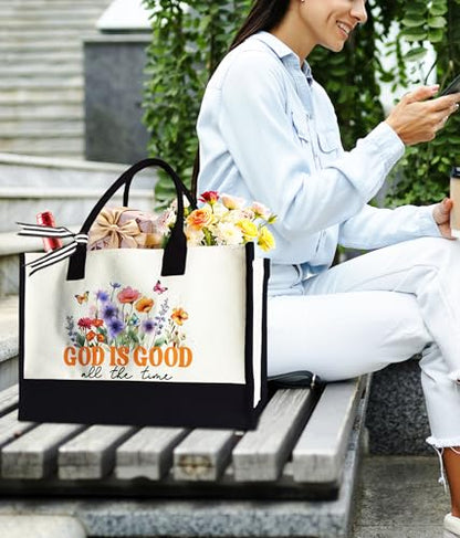 Aesthetic Canvas Tote Bag for Women Girls, Large Tote Bag for Friends Colleagues Leader Manager, 17 x 11.8 x 7 inches - color: Mint