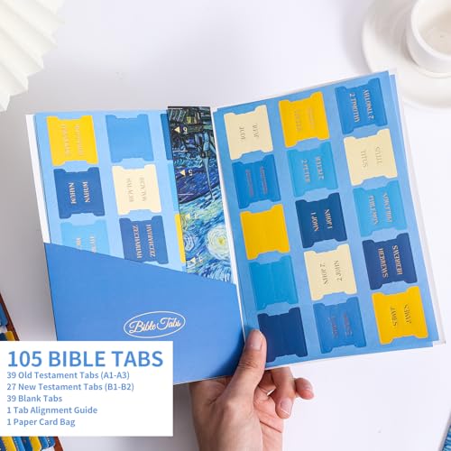 Laminated Bible Tabs for Women Men, Starry Night, with Alignment Ruler - style: Gold Foil Starry Night
