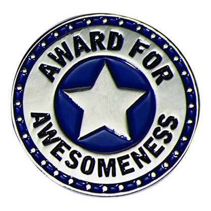 TCDesignerProducts Award for Awesomeness Blue/Silver Appreciation Award Pins, 12 Count