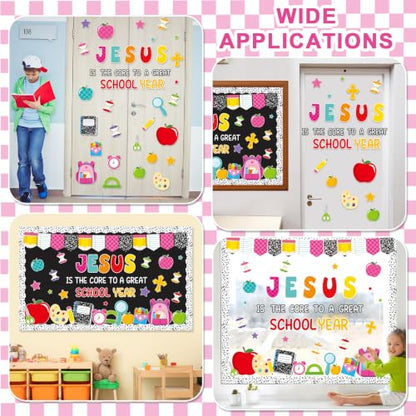 Back To School Religious Classroom Bulletin Board Christian Composition Theme Classroom Decor Jesus is The Core to a Great School Year Bulletin Board for Sunday Schools Teacher Nursery Door Wall Decor