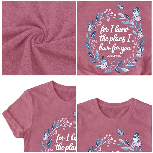 LBP Womens Christian Wildflowers Shirts Grow in Grace Shirt Bible Verse Faith-Based Tee Tops - color: Pink1, size: Medium