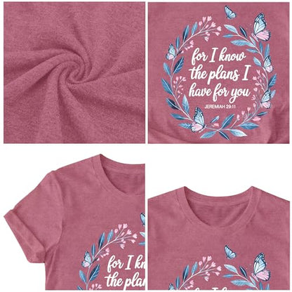 LBP Womens Christian Wildflowers Shirts Grow in Grace Shirt Bible Verse Faith-Based Tee Tops - color: Pink1, size: X-Large