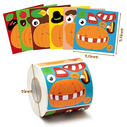 Haooryx Fall Pumpkin Stickers Roll, 300 Pcs Make Your Own Halloween Pumpkin - style: Halloween pumpkin 1Roll