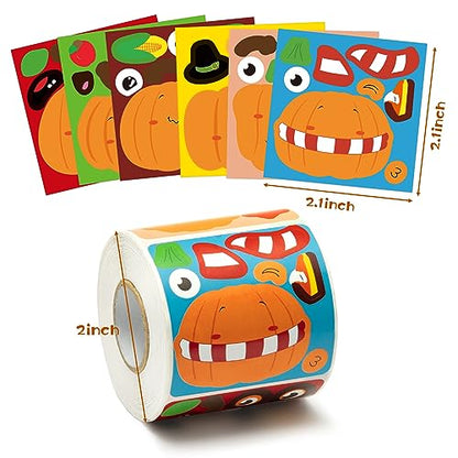 Haooryx Fall Pumpkin Stickers Roll, 300 Pcs Make Your Own Halloween Pumpkin - style: Halloween pumpkin 1Roll