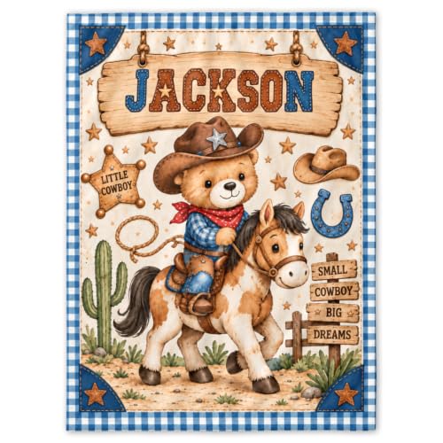 Custom Baby Blanket for Boys, Personalized Baby Blanket with Name for Gift - color: Cute Little Bear - Spaceship