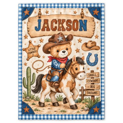 Custom Baby Blanket for Boys, Personalized Baby Blanket with Name for Gift - color: Cute Little Bear - Spaceship