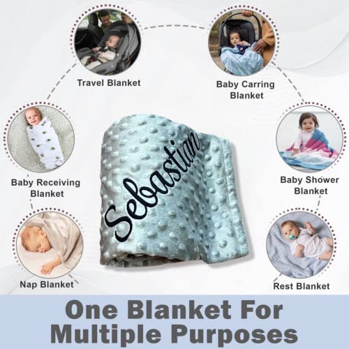 Embroidered Blanket Baby – Beautiful Monogrammed Blanket – Large Personalized Baby Blanket for Boys and Girls – Soft Polyester Baby Blanket with Custom Name – 28 x 34-inch - color: Gray