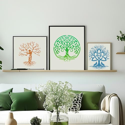 Yazhiji 15Pcs 6 x 6 Inch Tree of Life Stencil, Reusable Stencils for Painting on Wood Decoration Painting Templates for Wall Floor DIY Decorations Christmas Gifts for Kids - style: Tree of Life