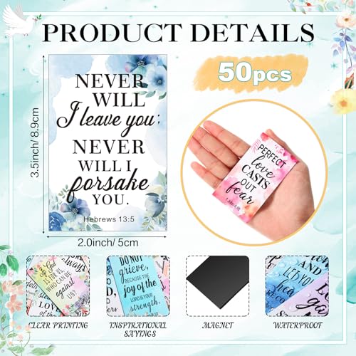 Blosssound 50 Pcs Christian Magnets with Bible Verses, Floral - style: Floral Style