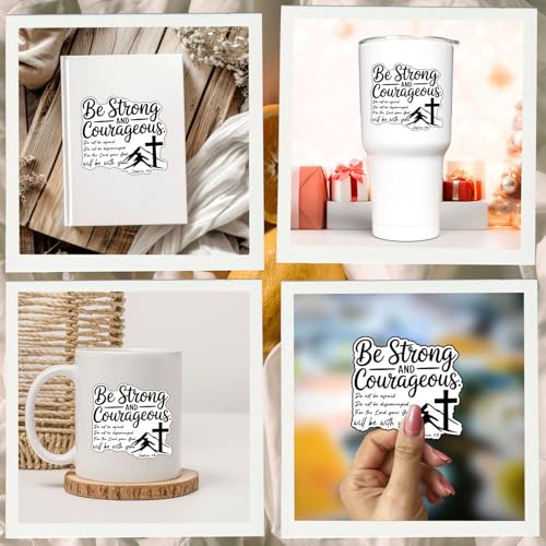 3Pcs Be Strong and Courageous Joshua 1:9 Bible Verse Stickers Christian Vinyl Sticker for Bible Journaling Jesus Faith Waterproof Sticker Water Bottle Laptop Phone Case Tumbler Mini Verse Decals 3x2.8