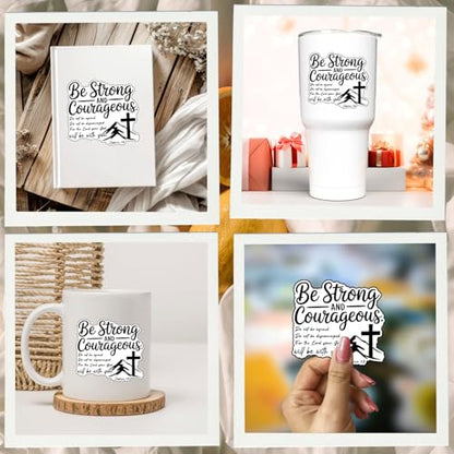 3Pcs Be Strong and Courageous Joshua 1:9 Bible Verse Stickers Christian Vinyl Sticker for Bible Journaling Jesus Faith Waterproof Sticker Water Bottle Laptop Phone Case Tumbler Mini Verse Decals 3x2.8