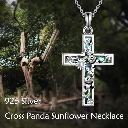 YFN Cross Necklace Sterling Silver Religious Cross Pendant Jewelry Christian Gifts for Women Men - style: F. Panda