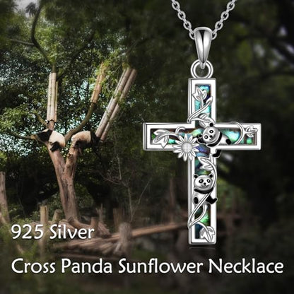 YFN Cross Necklace Sterling Silver Religious Cross Pendant Jewelry Christian Gifts for Women Men - style: F. Panda