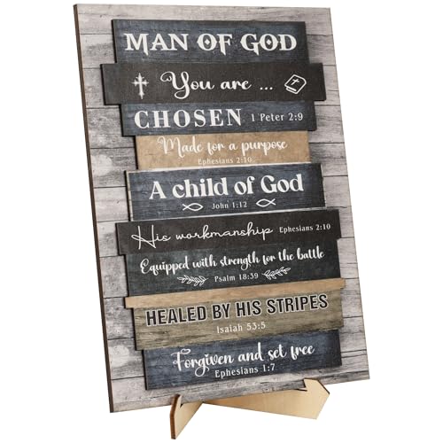 Pastor Appreciation Gifts for Men – Man Of God 2 Layerd Wooden Plaque, Christian Gifts for Men, Catholic Spiritual Gifts, Encouragement, Baptism Gift, 1st Communion Gifts For Boys, Fathers Day Plaque - color: Man Of God