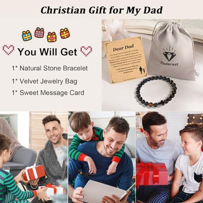 Christian Grandparents-Day Gifts for Men, Religious Cross Bracelet for Him - style: Dear Dad - Black