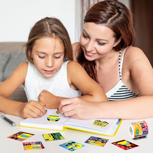 Haooryx Back to School Bus Sticker, 300 Pcs Make Your Own Yellow Bus DIY - style: Bus 1Roll