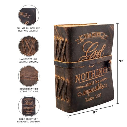 LEATHER VILLAGE Bible Journal, Distressed Brown 7x5. - color: Distressed Brown, size: 7 inches X 5 inches