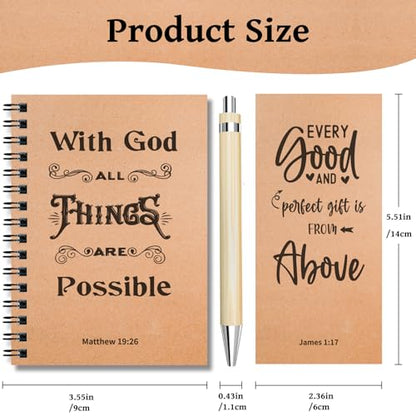 OSIMIG 90 Pcs/30 Set Christian Spiral Notebooks Bulk with Ballpoint Pen and Bookmark; Small Prayer Journal Notebook; Christian Gifts for Church Members, Bible Study Groups & Church Families
