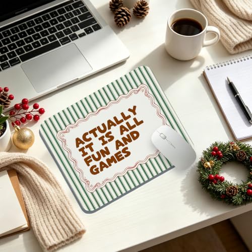 UTELKA Actually It is All Fun and Games Mouse Pad, Green Red Mousepad - color: Actually It Is All Fun And Games, size: 10.2L x 8.2W inches