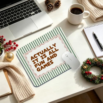 UTELKA Actually It is All Fun and Games Mouse Pad, Green Red Mousepad - color: Actually It Is All Fun And Games, size: 10.2L x 8.2W inches
