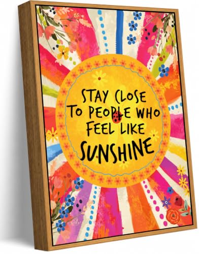 Stay Close to People Who Feel Like Sunshine Canvas Wall Art, 12 x 16 In - color: Orange, size: 16"L x 12"W