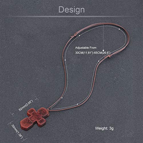 COTTVOTT Wood Orthodox Cross Pendant Necklace Christian Crucifix Necklace Prayer Jesus for Women Men - style: C-Red Color