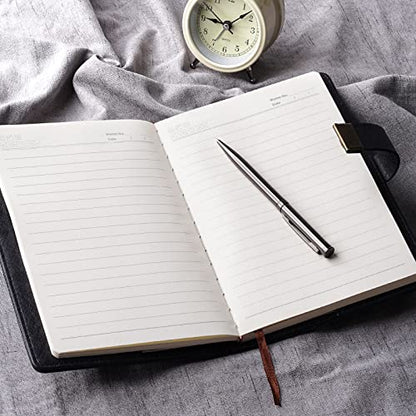 WEMATE Diary with Lock, A5 PU Leather Journal with Lock 240 Pages Black - color: Black