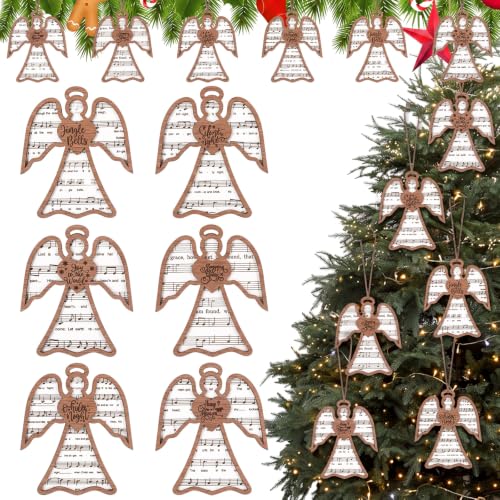 Shellwei 24 Pcs Christmas Wooden Nativity Ornaments Set Bulk Gift - style: Mom Angel
