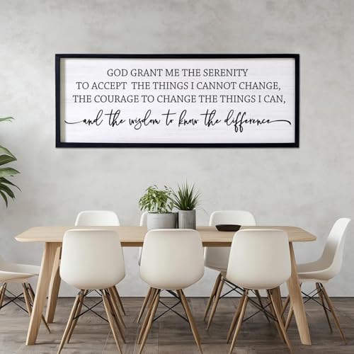 Serenity Prayer Rustic Bible Verse Framed Wall Art, 40''×15'' Positive Religious Christian Saying Sign for God Jesus Christ Prayer, Vintage Horizontal Holy Inspirational Catholic Scripture Decor - color: Black Frame, style: Serenity Prayer