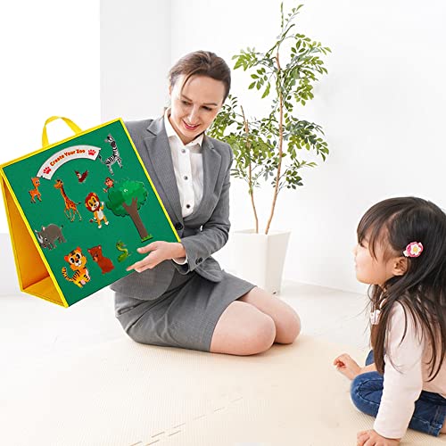 Topwon Felt Board, Folding Flannel Playboard Preschool Toddler Stories Boards, Animal Story Learning Double-Side Stand Flannel Board (Not Including Animal Felt) - style: Not Including Animal Felt