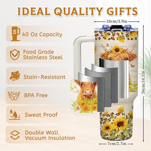 Just A Girl Who Loves Highland Cows, 40 oz Tumbler with Handle - color: HighlandCow-Yellow