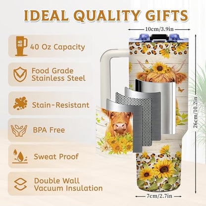 Just A Girl Who Loves Highland Cows, 40 oz Tumbler with Handle - color: HighlandCow-Yellow