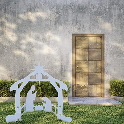 Brrnoo Christmas Nativity Scene, Holy Family Outdoor Yard Decoration, PP Elegant Durable Stable Easy Assemble White